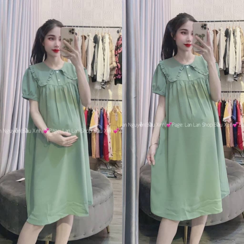 Váy bầu dáng suông cổ sen