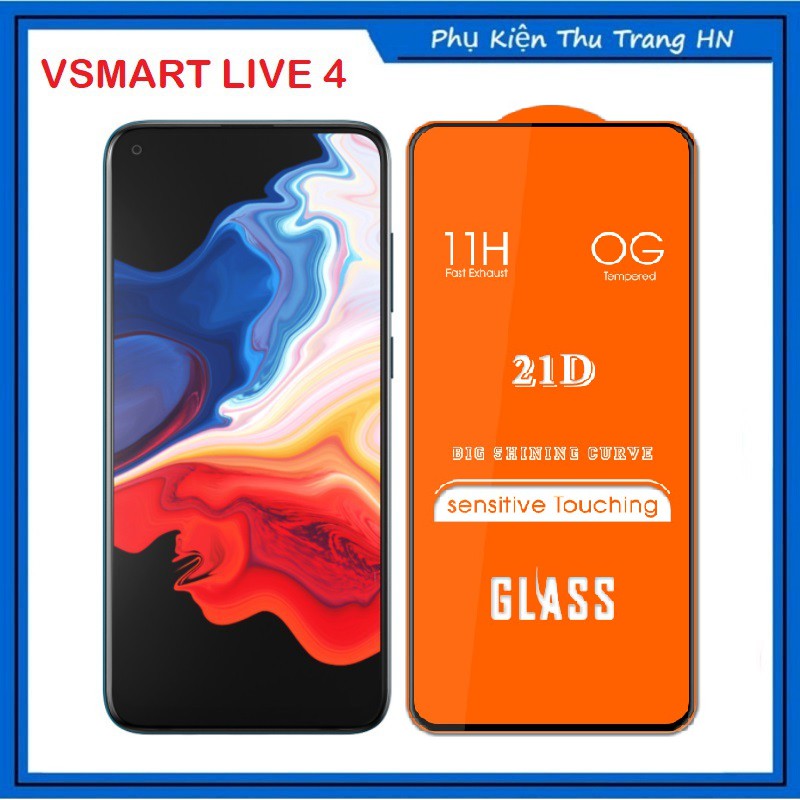 Kính cường Lực Vsmart Live 4 / Joy 4 Full Màn viền Đen mỏng tặng phụ kiện dán