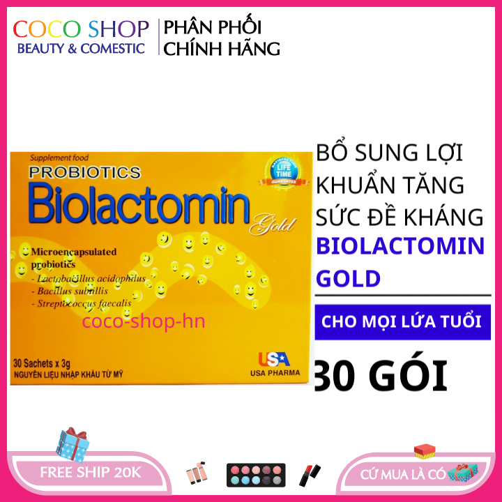 Men vi sinh giảm táo bón cho bé và người lớn Biolactomin Gold - Hộp 30 gói Men vi sinh men vi sinh biogaia men tiêu hóa cho bé men tiêu hoa men tieu hoa coco shop hn