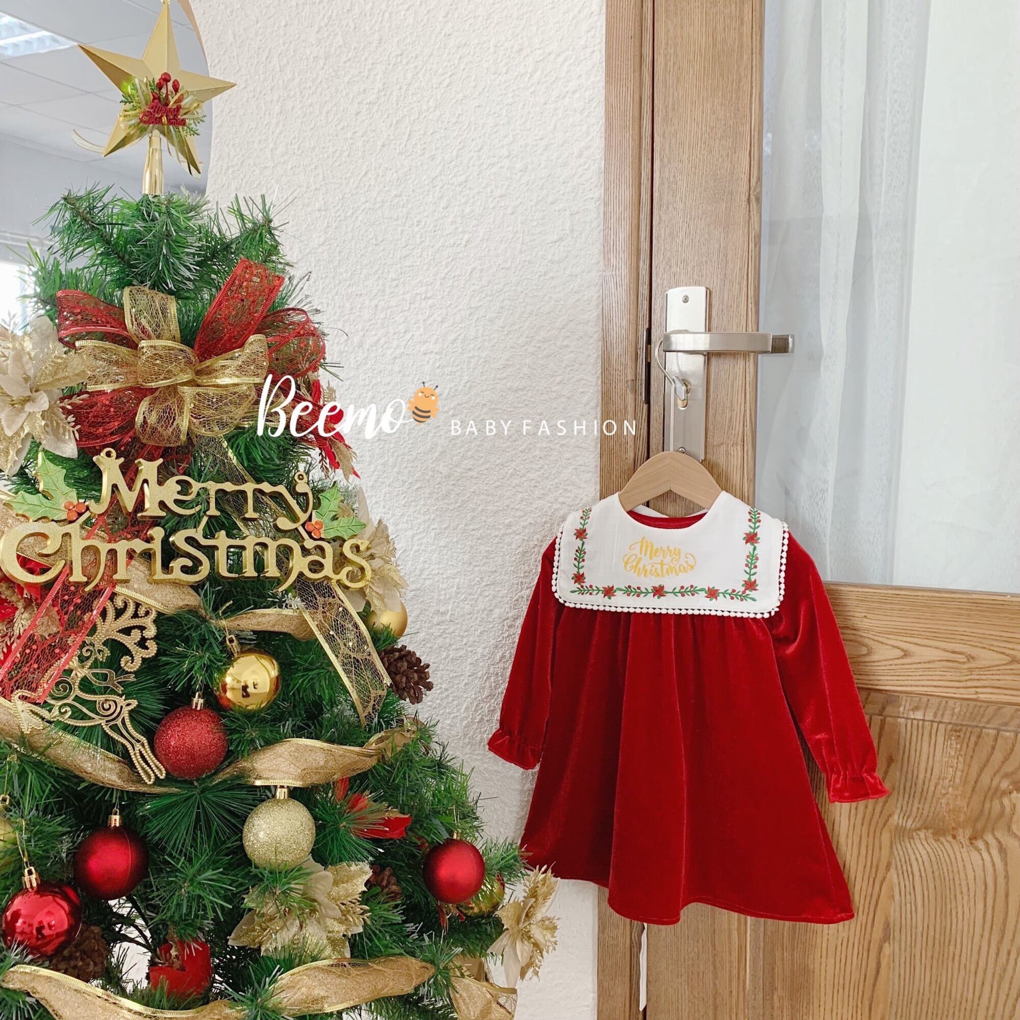 SET VÁY NHUNG NOEL SIÊU XINH CHO BÉ