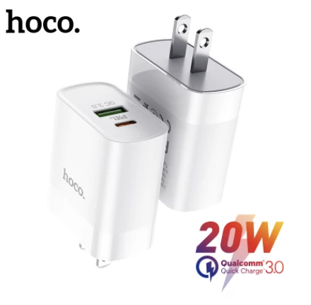 Sạc Nhanh Hoco C80 2 cổng sạc nhanh PD 3.0 và QC 3.0 20W Sạc cho iPhone Samsung Xiaomi Huawei Oppo các dòng điện thoại cao cấp