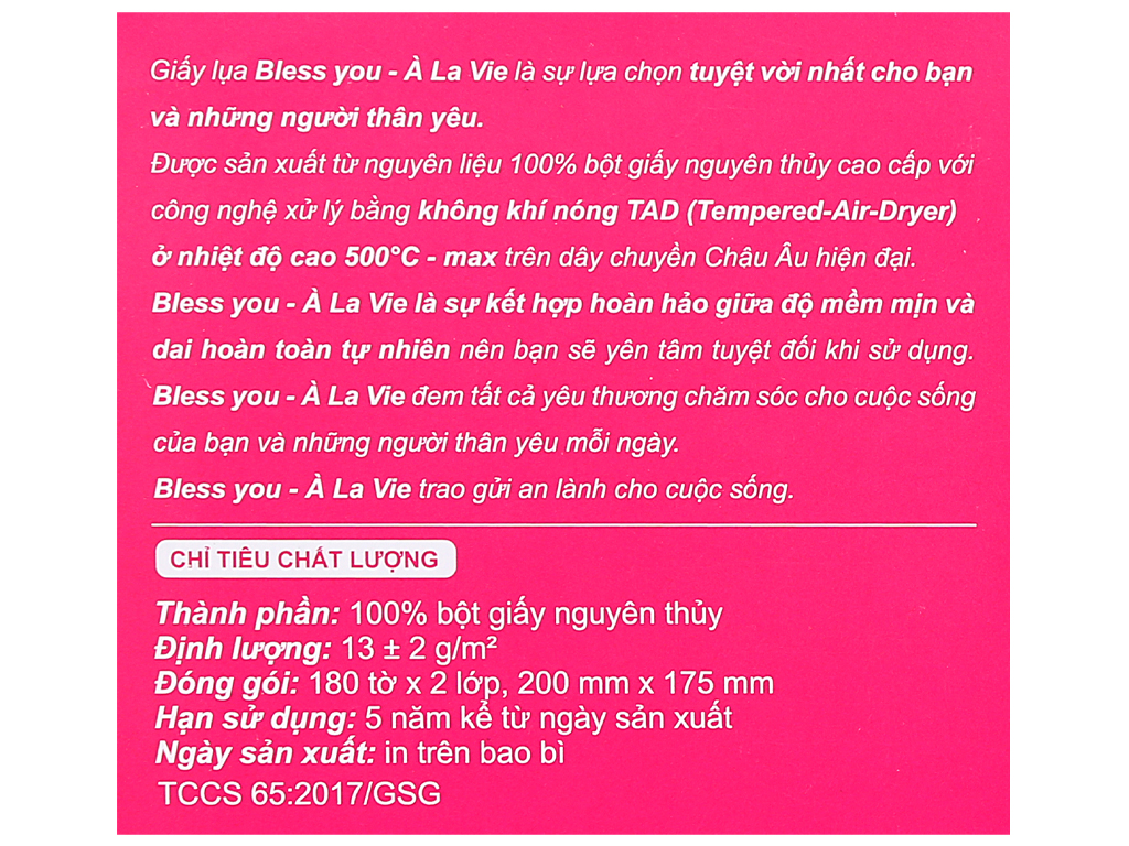 Combo 3 hộp giấy lụa Bless You - hộp 180 tờ