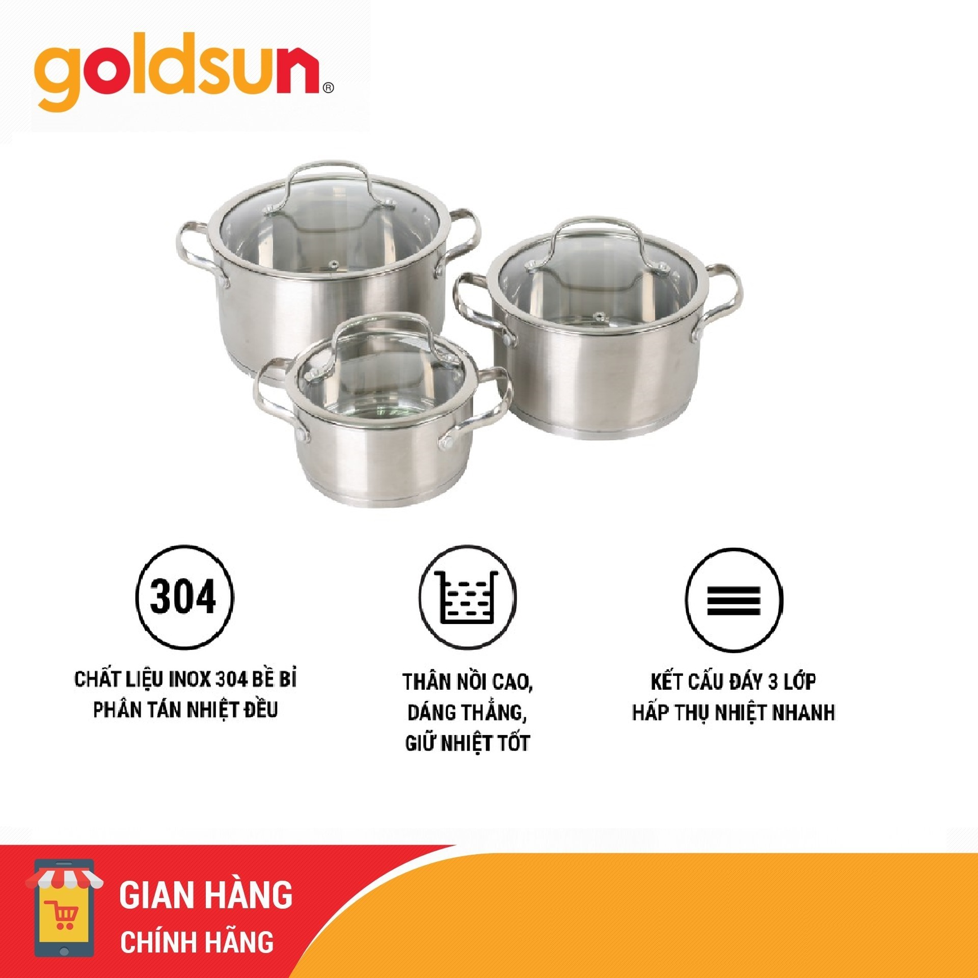 Bộ nồi inox GH21-3306SG