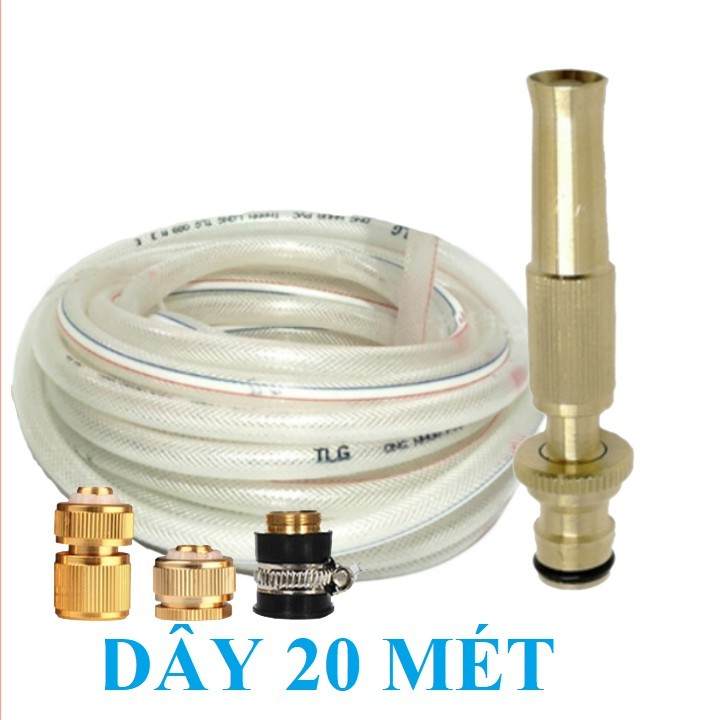 Farm Zone 80 Bộ dây vòi xịt nước rửa xe, tưới cây . tăng áp 3 lần, loại 20m 206587 đầu đồng,cút đồng+tặng mở chai TL