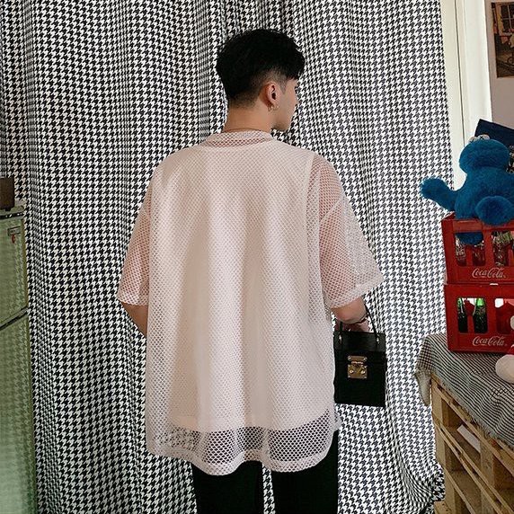 Áo thun nam unisex lưới form rộng (Áo lưới + áo thun tanktop)
