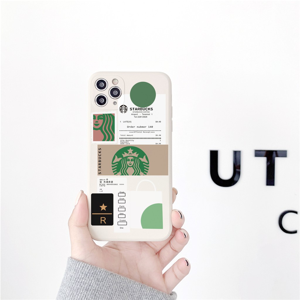 Ốp lưng viền vuông Starbucks dành cho iphone 6 6s 6Plus 6sPlus 7 7Plus 8 8Plus X XS xr xsmax 11 11pro 11promax 12mini 12pro 12promax 12 - E52
