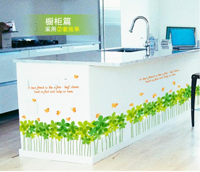 [HCM]Decal trang trí chân tường Cỏ May Mắn xanh