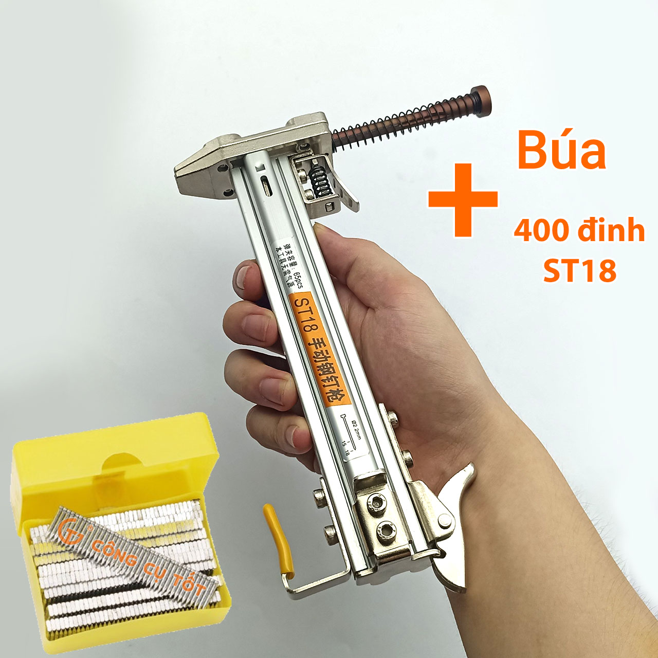 Dụng cụ đóng đinh bằng tay Cây gõ đinh bê tông tự động băng 65 đinh ST18 Hộp đinh ST18