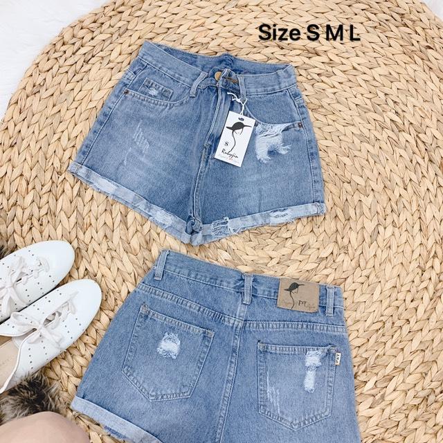 Quần Short Jean Kiểu Lật Lai Phối kiểu Rách Nhẹ Cá Tính TTS0626