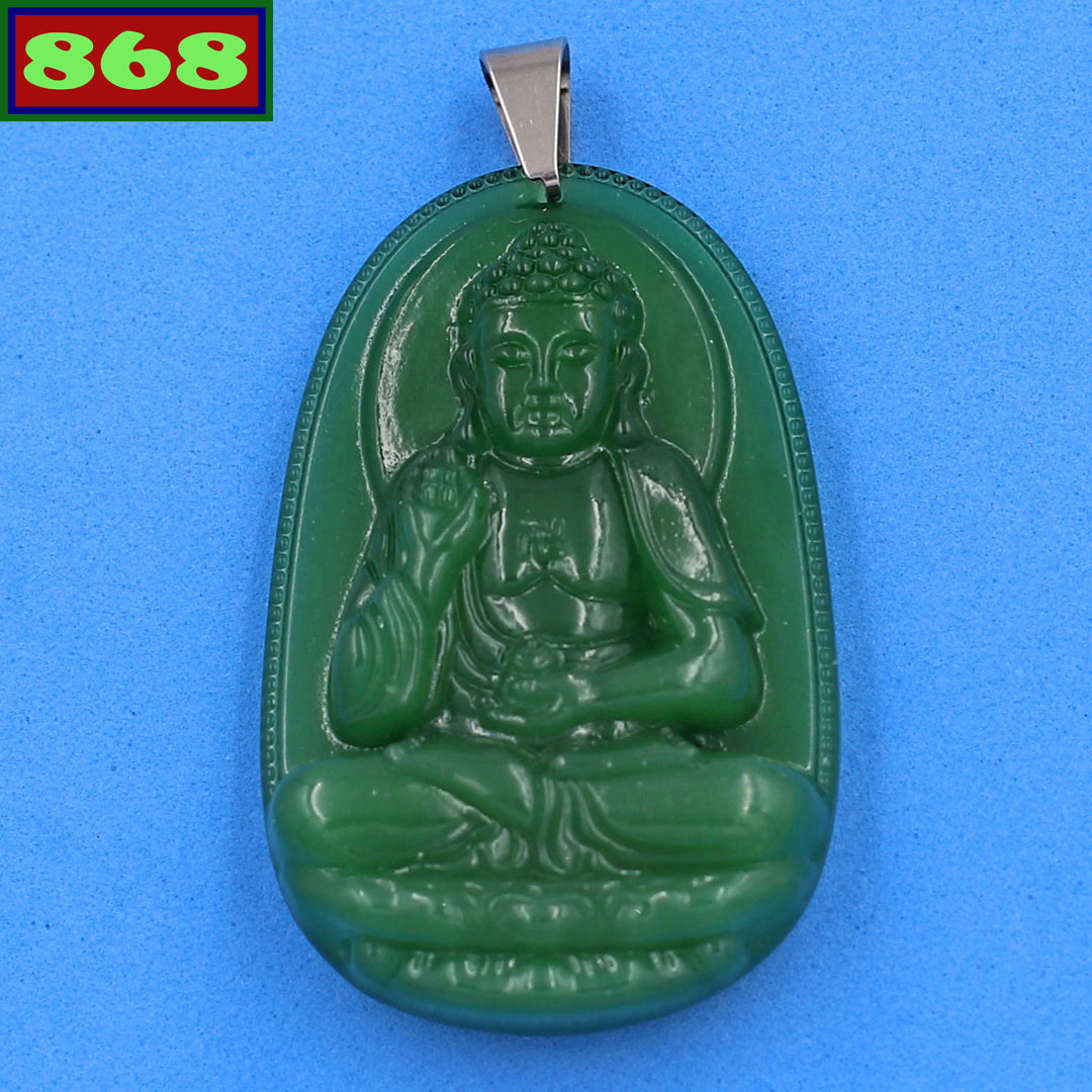 Face Buddha Amitabha quartz green leaves 3.6 cm MTAXLBT1, pendant feng shui, necklace, fashion necklaces
