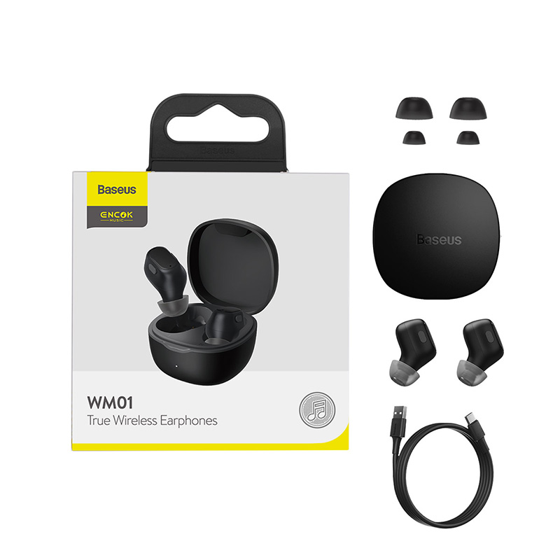 Tai Nghe BASEUS WM01 WM02 TWS Bluetooth 5.3 Không Dây Công Nghệ Chống Tiếng Ồn Thiết Kế Nhỏ Gọn Xinh Xắn Tương Thích