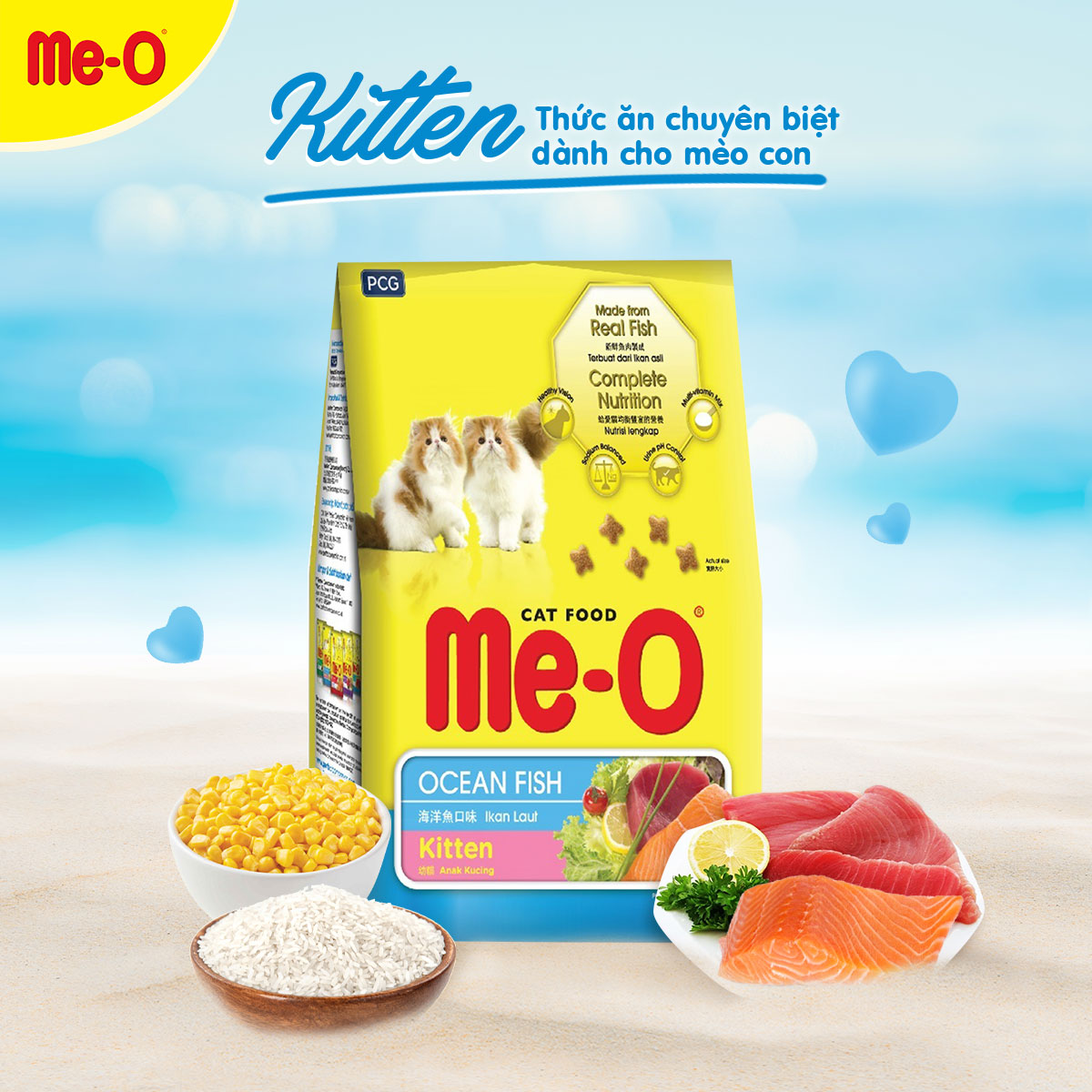 Thức ăn cho mèo con Me-O Kitten Ocean Fish 1,1kg