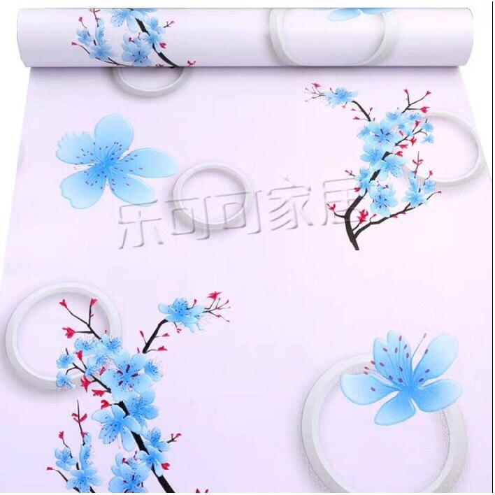 5 Mét Giấy Dán Tường, Khổ 45CM Rộng Decal PVC Trang Trí ( có keo ) - HOA ĐÀO XANH PT665