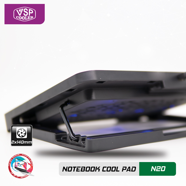 Đế tản nhiệt Laptop Notebook cool pad N20 - 2 fan làm mát