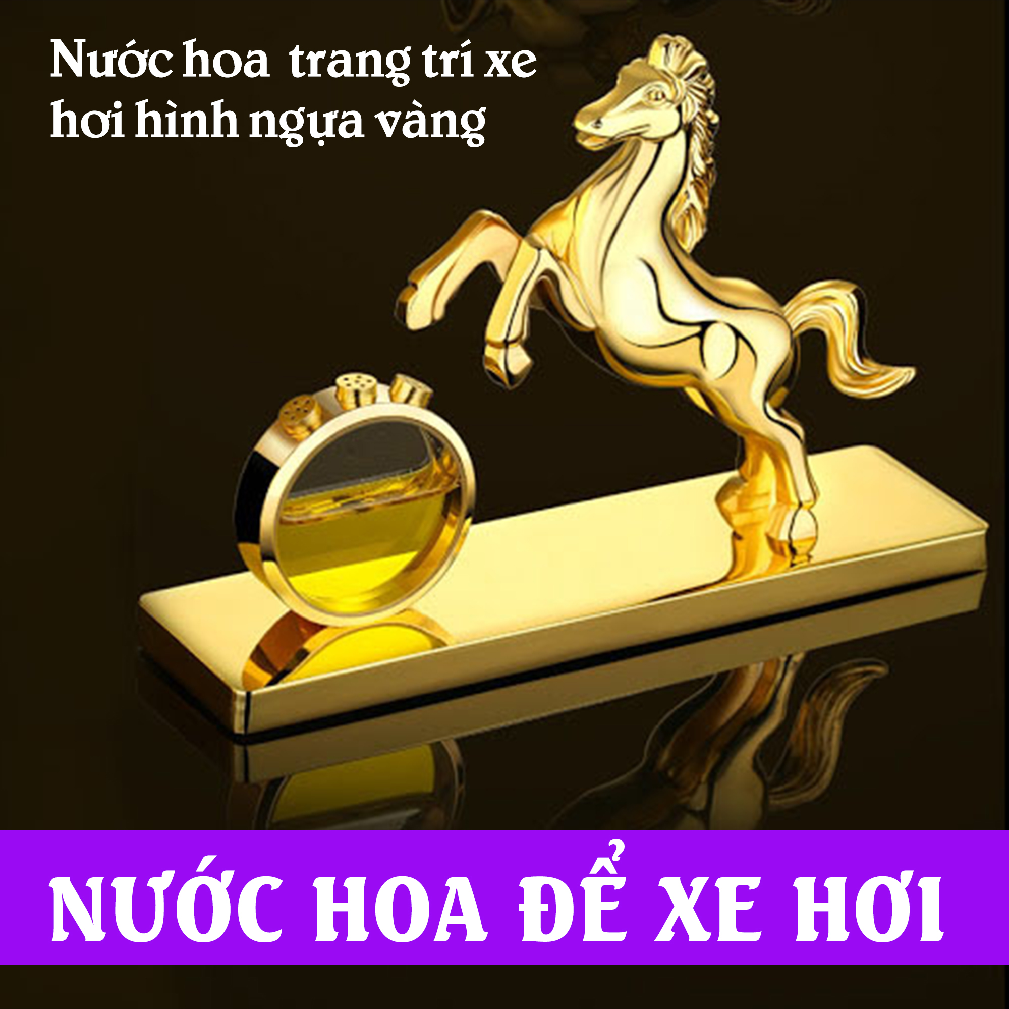[HCM]Nước hoa để xe hơi hình ngựa vàng