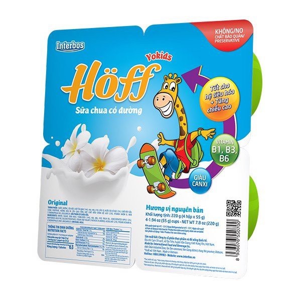 (Combo of 6 Packs) Hoff Children's Yogurt with 6 Flavors for Babies from 6 Months Old to Support Digestion and Supplement Beneficial Bacteria (24 Boxes X 55g)