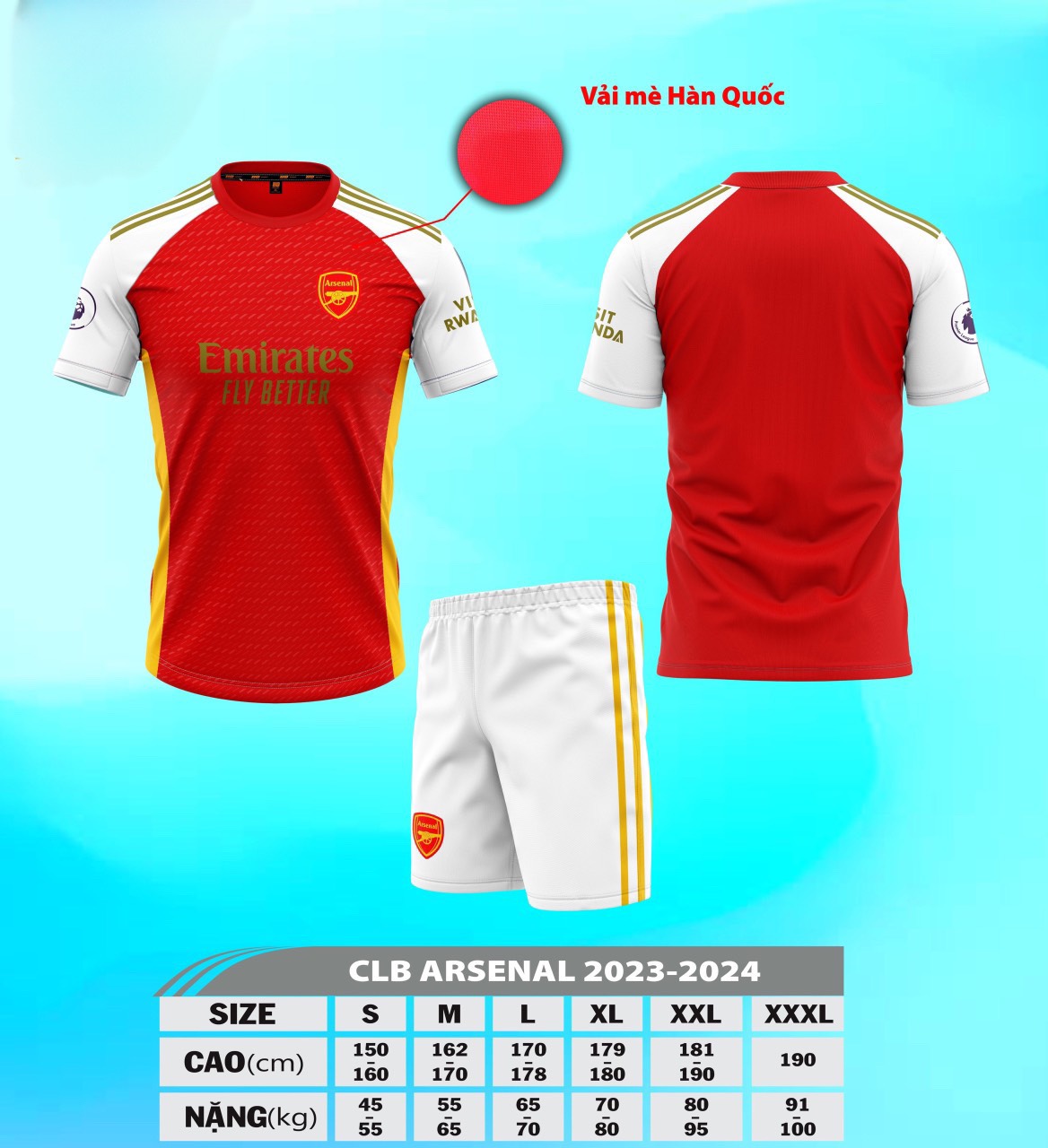 Quần Áo Bóng Đá Arsenal Màu Đỏ 2023-2024 Vải Mè Hàn Quốc Có In Tên Số |  Lazada.Vn