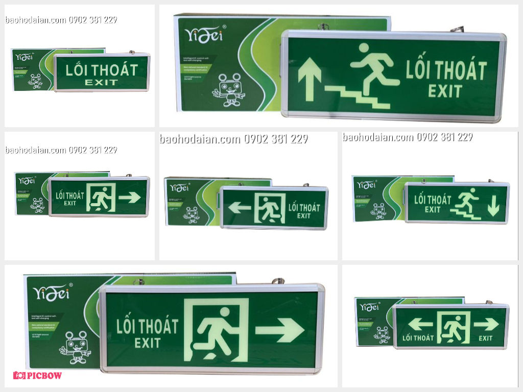 Bảng đèn chỉ dẫn exit thoát hiểm dạ quang khung nhôm Yefie YF-1017 (2 mặt)