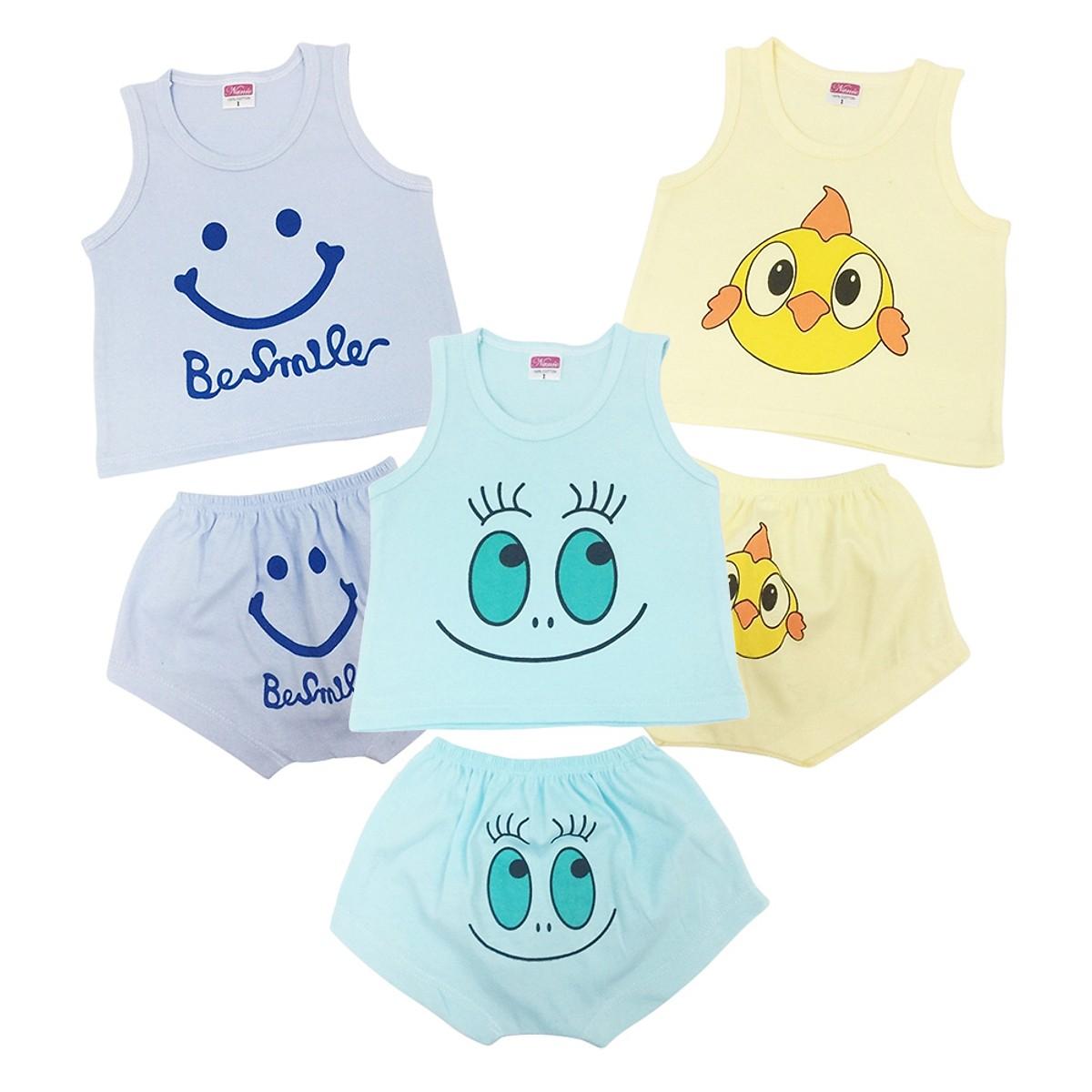[HCM] combo 5 bộ áo ba lỗ quần Chip susu cotton cho bé