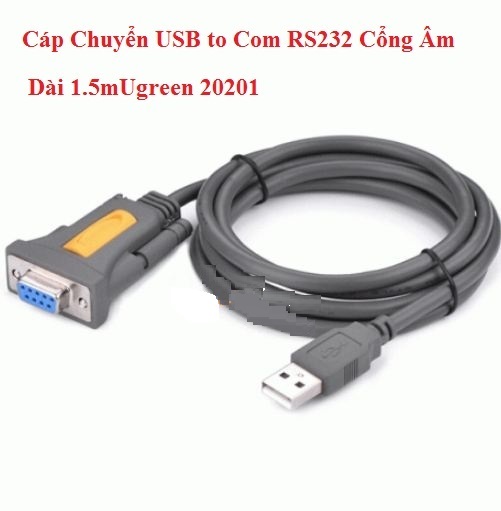 Cáp chuyển usb to com rs232 cổng âm dài 1m5 ugreen 20201