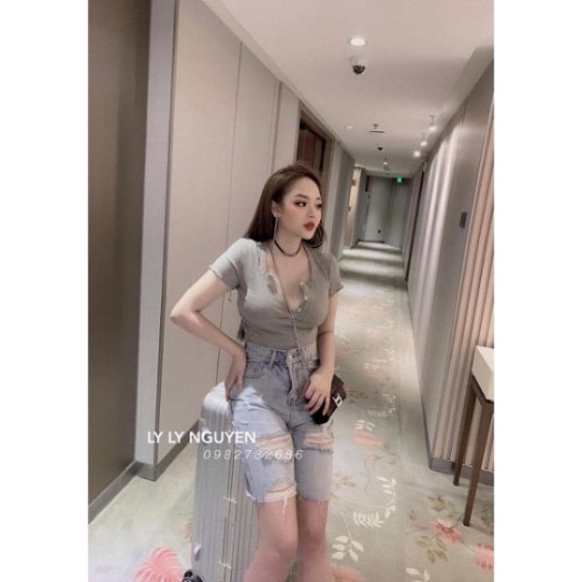 Quần Jean Lửng Ngố Rách Nhiều
