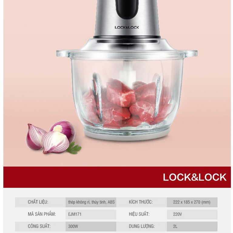 Máy xay thịt LocknLock 2L lưỡi dao sắc kèm 2 cấp độ xay Lock&Lock EJM171 - HAPOS