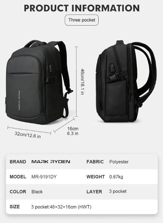 Euro Quality Balo Mark Ryden đa năng – JASPER