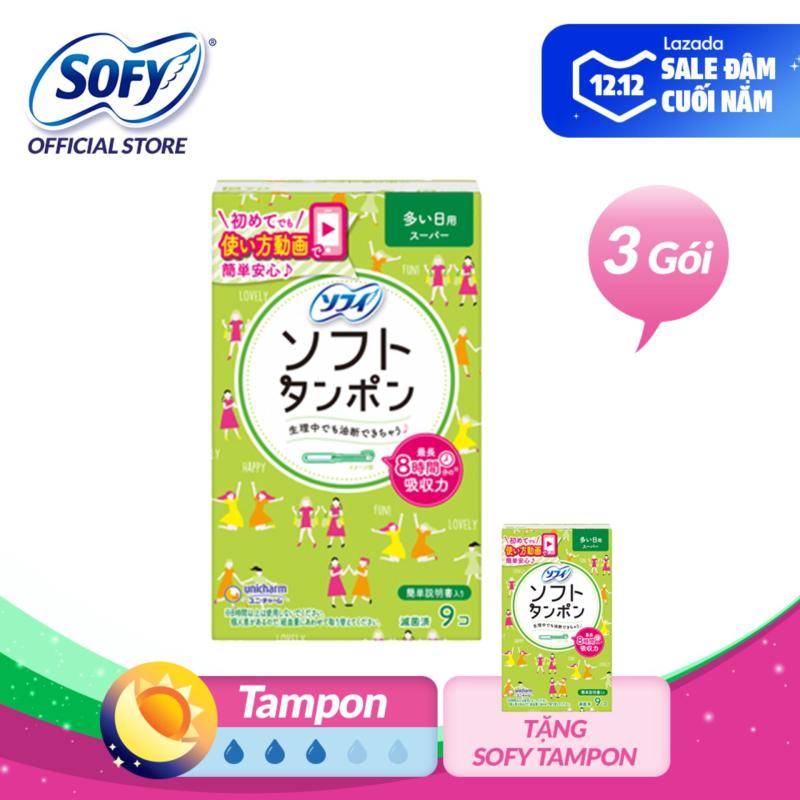 Combo 4 gói Băng vệ sinh siêu thấm Sofy Soft Tampon Super 9 miếng (Hàng nhập khẩu)