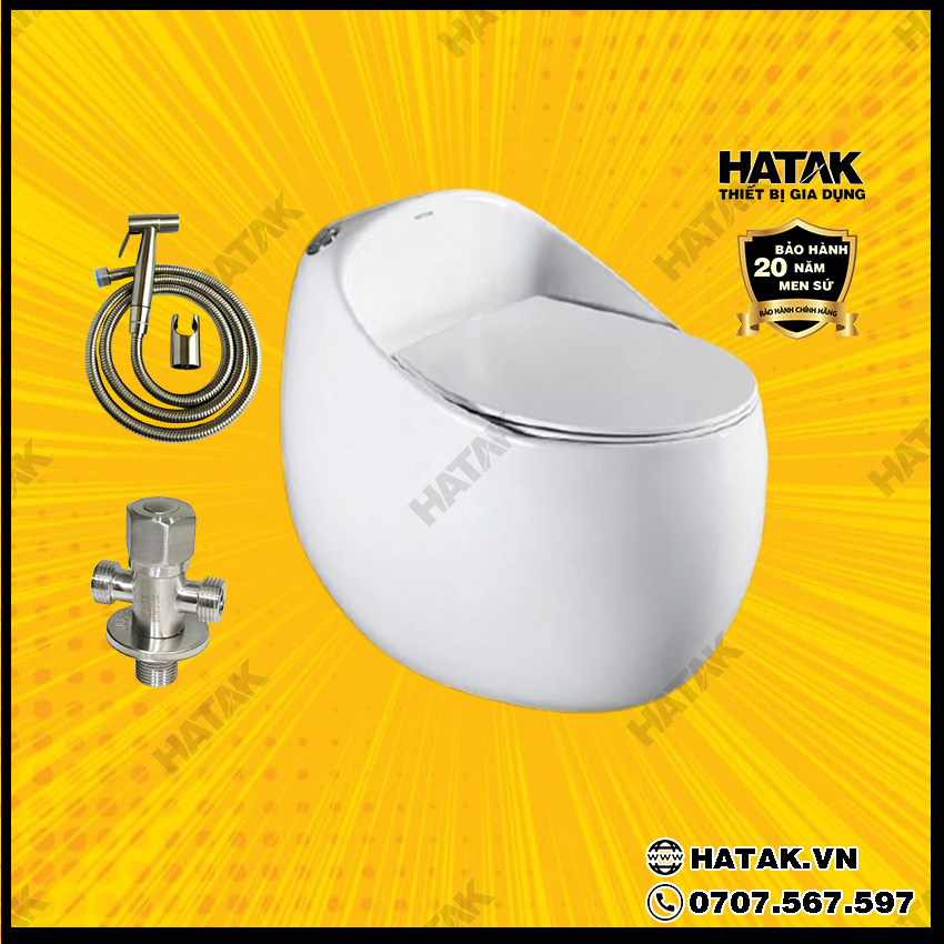 [CHÍNH HÃNG]Bồn cầu trứng trắng,bàn cầu trứng, bồn cầu khối men nano,bồn cầu nguyên khối , bàn cầu giá rẻ,bồn cầu HATAK HA-1235