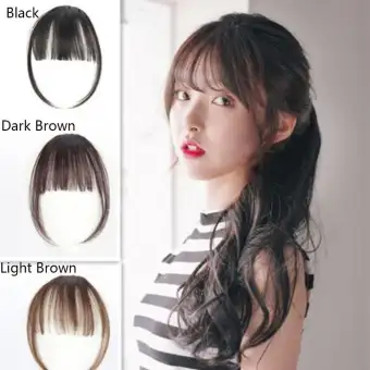 1 Woman Straight Thin Natural Synthetic Hair Front Neat Air