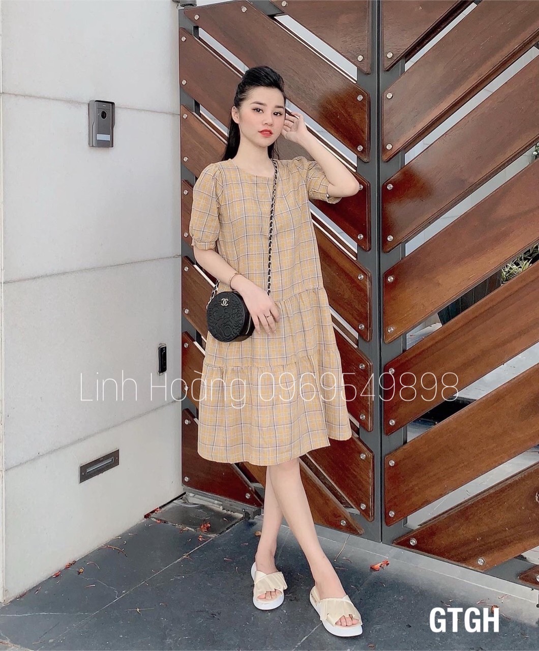 Váy bầu- đầm bầu chấm bi thời trang công sở chất mềm mịn