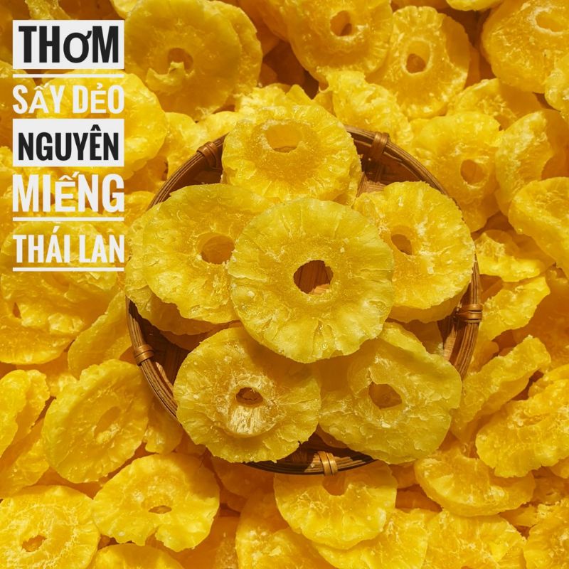 Mứt Thơm sấy dẻo nguyên miếng thái lan 100g - Khóm khoanh sấy dẻo - Mứt tết - đồ ăn vặt