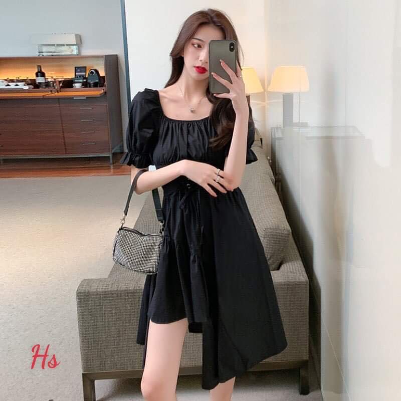 Váy đan bụng lệch tầng xẻ tà HSU1