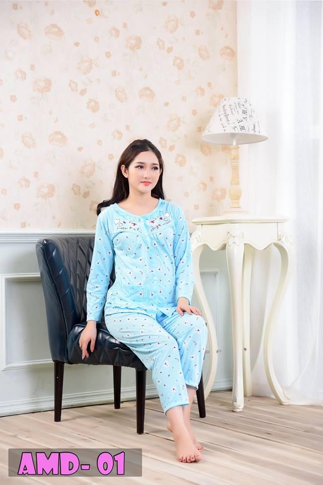 Bộ bầu và sau sinh cài cúc am, 100% cotton