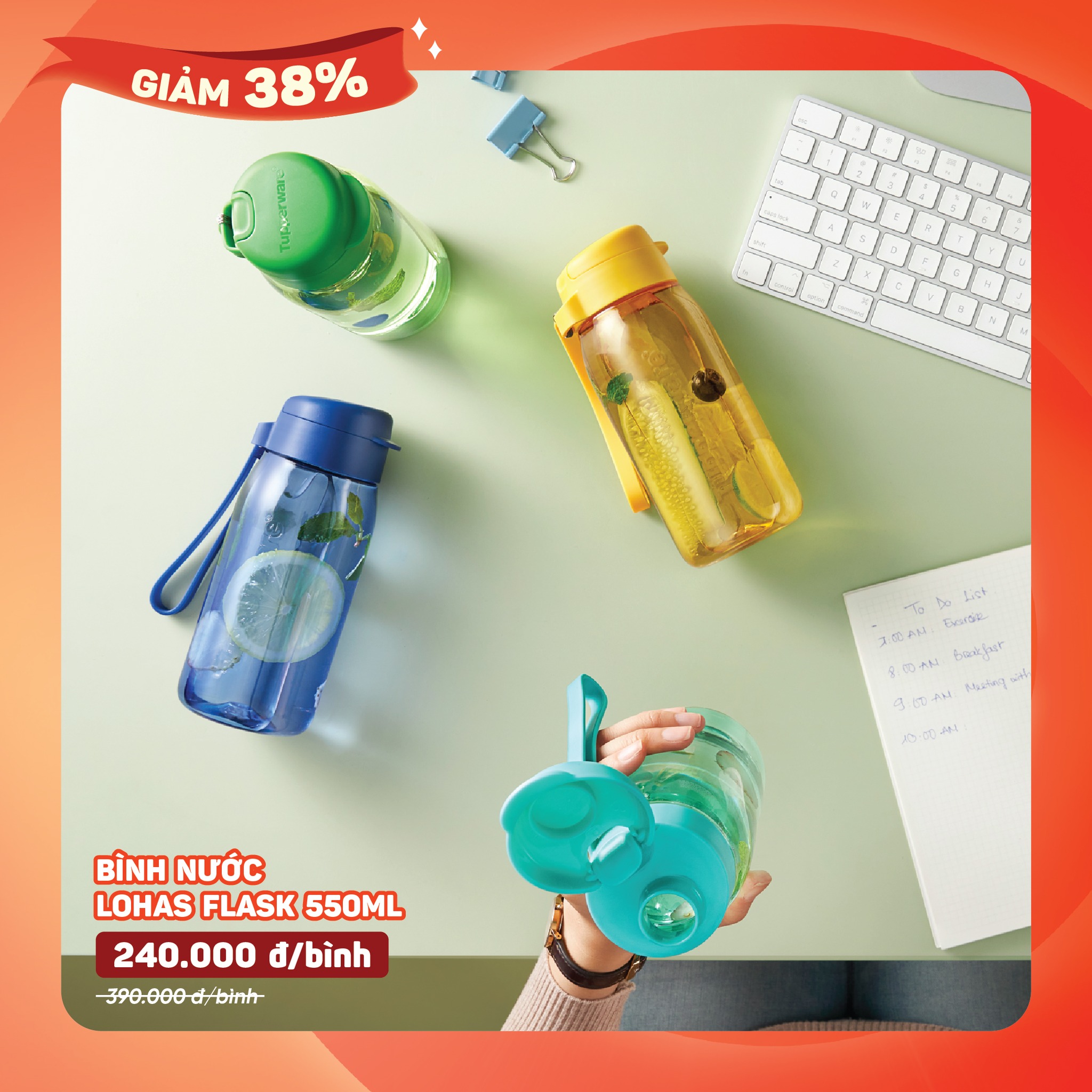 Bình nước Tupperware Lohas Flask 550ml