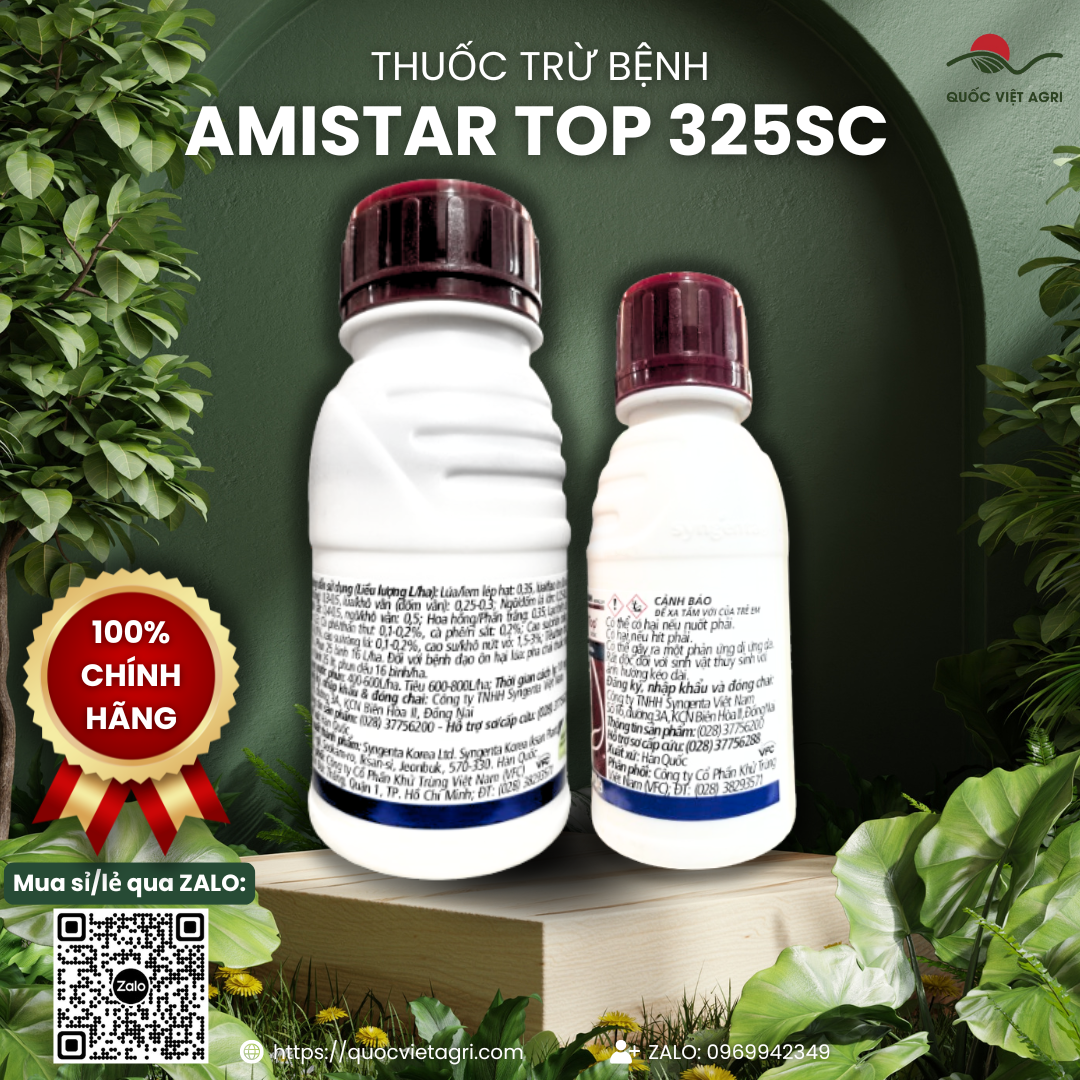 Pesticide Amistar Top 325Sc Syngenta (100ml - 250ml) - Azoxystrobin 200G/L + Difenoconazole 125G/L Treats Powdery Mildew, Seed Rot, Downy Mildew, Leaf Spots, Rust