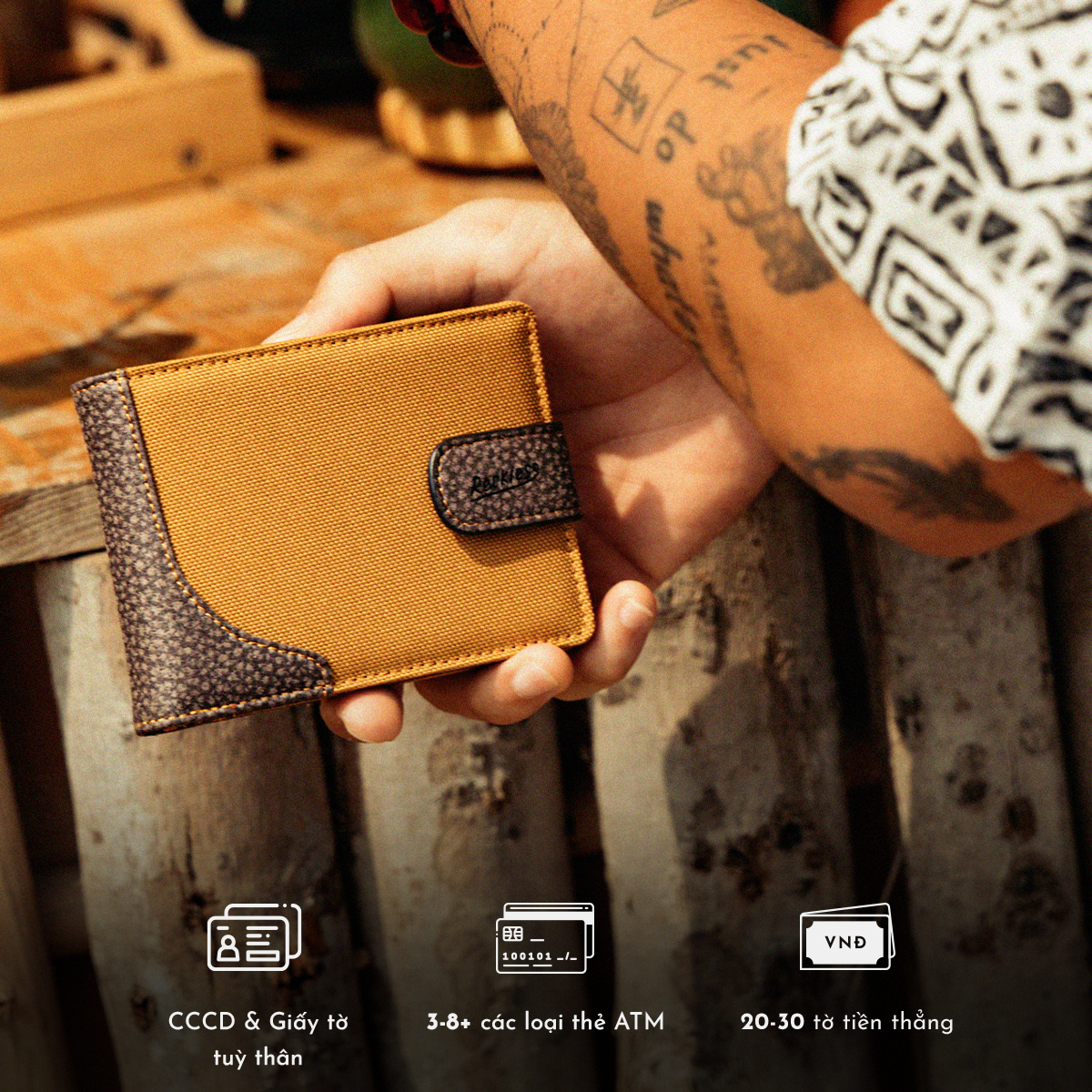 Ví Vải Gập Ngang Phối Da Thomas Wallet Reckless (4 màu) - Thomas Wallet - Vải Polyester Kháng Nước
