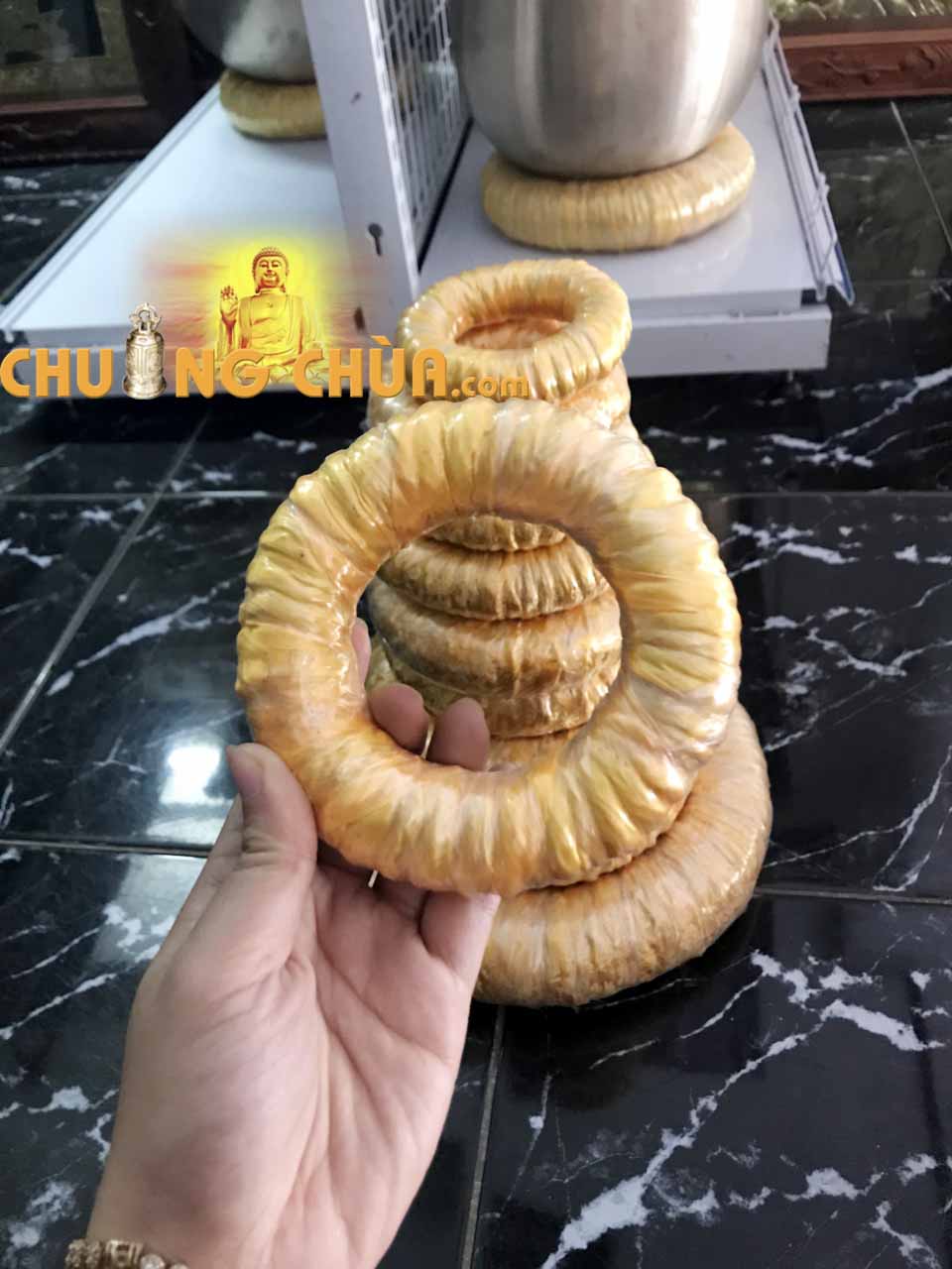 Đế chuông mõ tụng kinh 2 tay