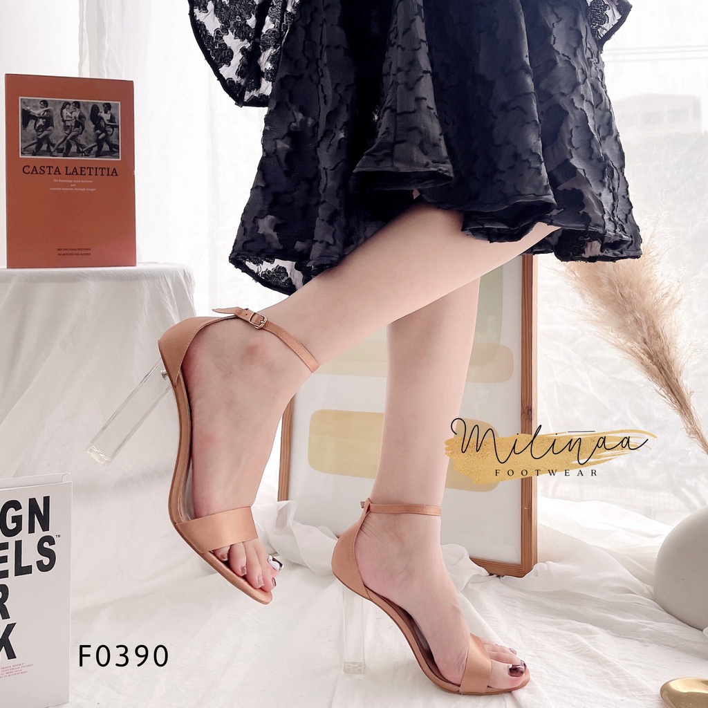 GIÀY CAO GÓT NỮ GÓT TRONG VUÔNG 10P BẢN NGANG BÍT GÓT SATIN F0390