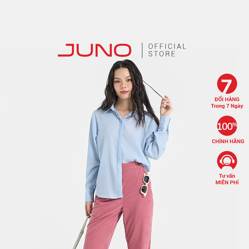 Áo Sơ Mi Nữ Thời Trang JUNO Dài Tay Rập Nhăn JNASM019