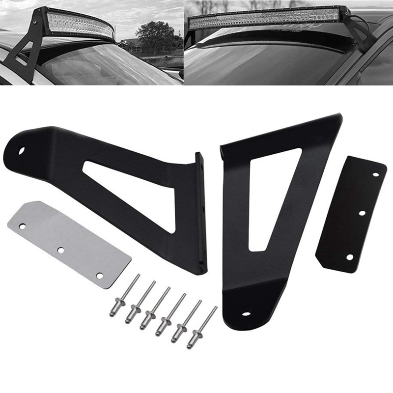 Upper Windshield Roof 52Inch Curved LED Light Bar Mounting Brackets Kit for 2004-2014 Ford F-150
