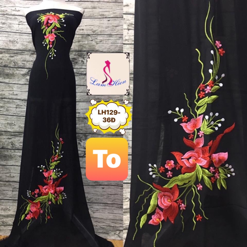 Vải áo dài thêu mẫu LH129