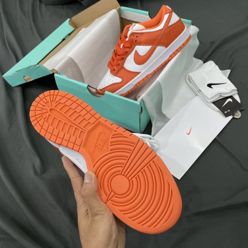 GIÀY SB DUNK TRẮNG CAM DA THẬT LAI AU [ FREESHIP + BOX ]