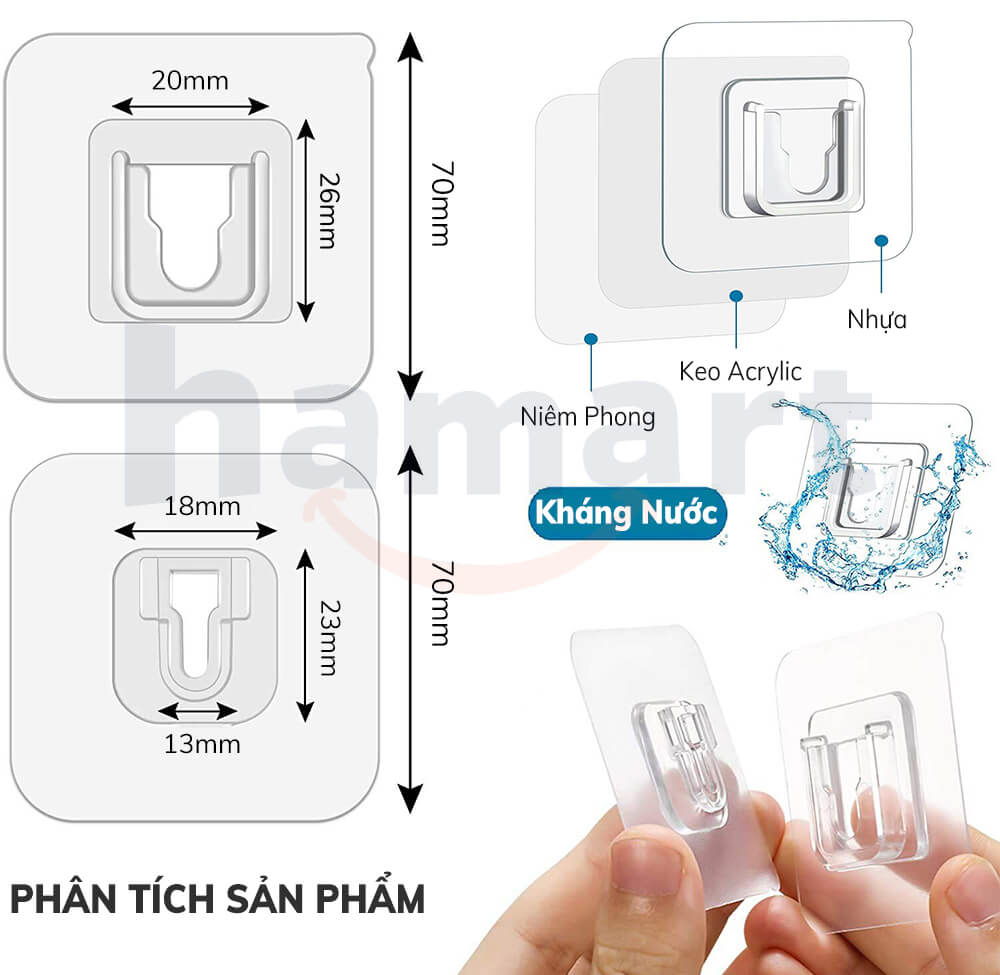 Bộ Miếng Dán Tường U T Treo Đồ Đa Năng Dạng Gài 2 Móc Dán Tường Treo Ổ Điện Tranh Ảnh Wifi