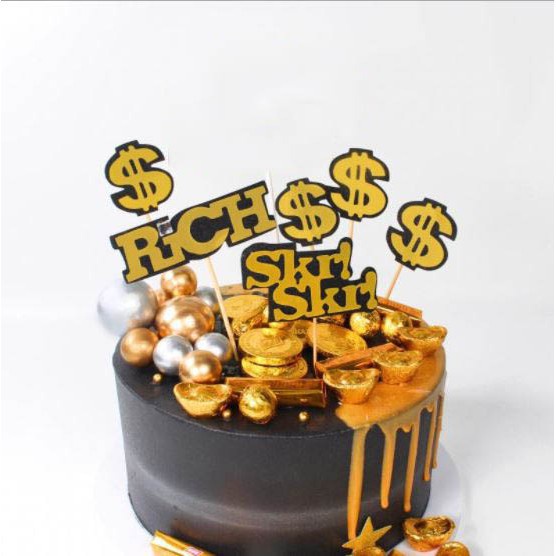 Trang trí bánh sinh nhật bánh kem - bộ rich + đô 💲💲