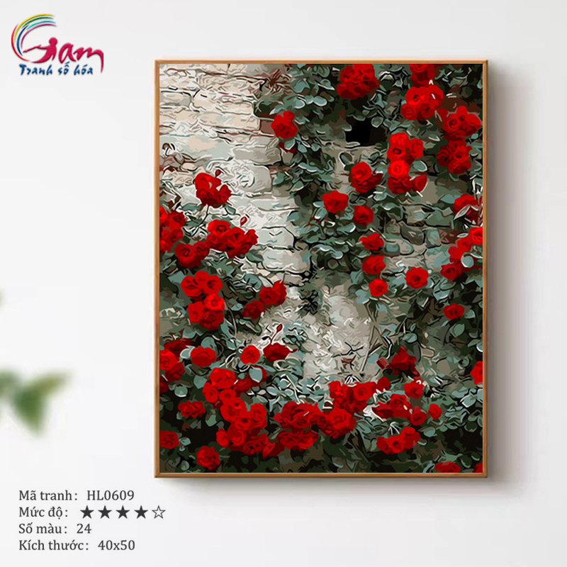 Paint by numbers kit with frame - No HL0609 Flowers Rosie Painting For Home Wall Decor, New Hobby And Gift