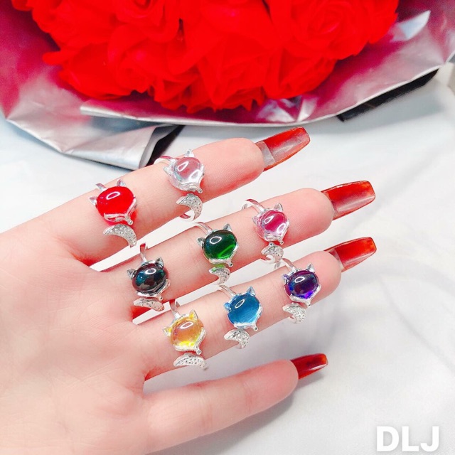 NHẪN HỒ LY BÉO PHONG THUỶ ĐỦ MÀU. CAM KẾT BẠC TA CHUẨN CHẤT LƯỢNG  - TRANG SỨC BẠC TNJ CAM KẾT HÀNG CHUẨN ẢNH CHẤT LƯỢNG TỐT PHỤC VỤ TẬN TÌNH CHU ĐÁO