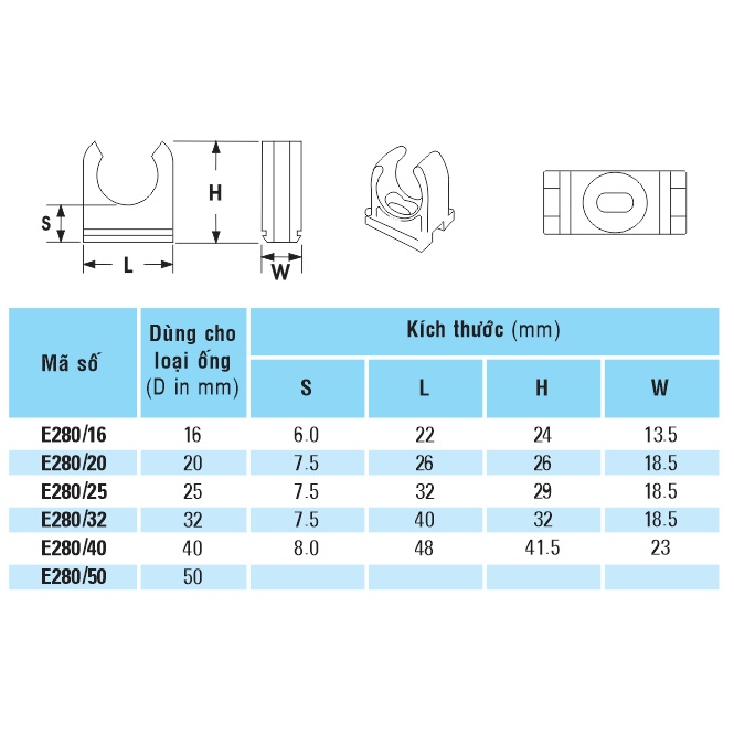 Bọ , kẹp ống điện D16 Sino E280/16