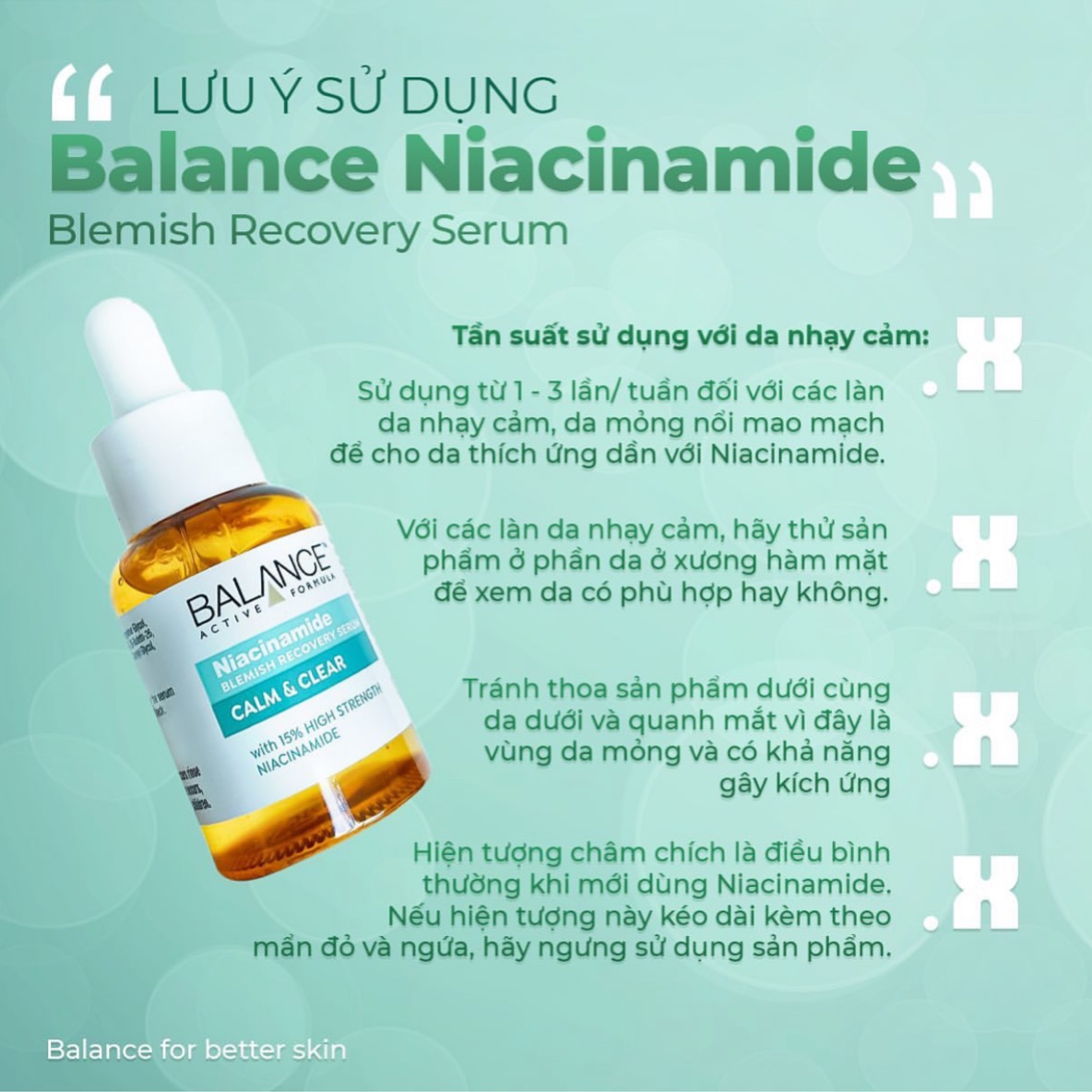 BALANCE Serum Niacinamide 15% giảm mụn mờ thâm đều màu da - Skincare Niacinamide Blemish Recovery Serum 30ml