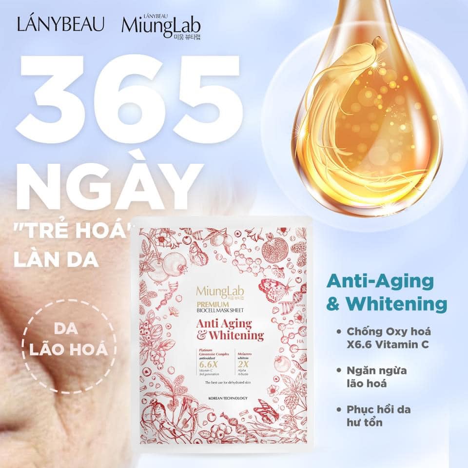 [Chính Hãng] Mặt nạ Dừa trắng da, trẻ hóa Biocel Mask MiungLab (8 miếng/Hộp)